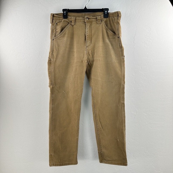 Gravel Gear Mens Carpenter Pants 36x28 Measured Brown Heavy Canvas Cotton Thrash - Picture 1 of 13